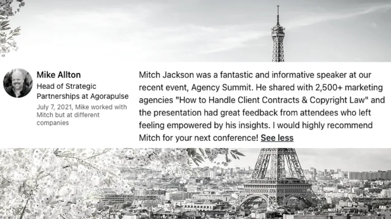 Mike Allton’s written recommendation for Mitch Jackson after the Agency Summit