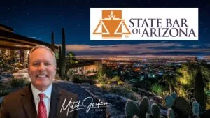 Mitch Jackson with a State Bar of Arizona artificial intelligence presentation graphic